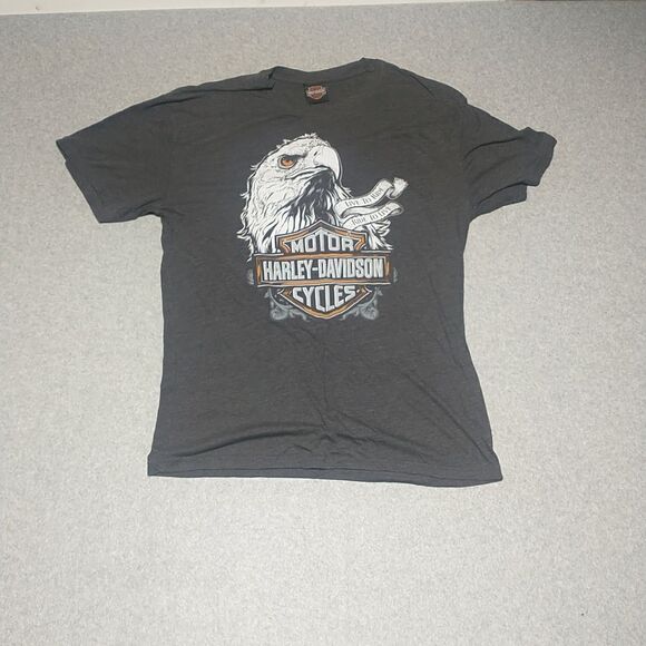 Mens Harley Davidson T Shirt Size Large Utica NY Gray Short Sleeve Eagle Logo. - Picture 1 of 5
